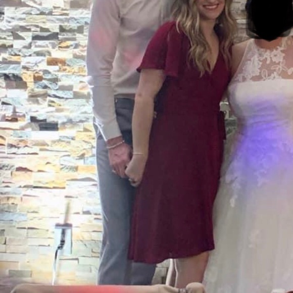 Lulu’s Raspberry Wrap Dress - Picture 2 of 4